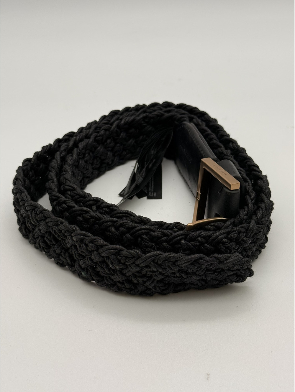 AllSaints Black Braided Leather Belt, Size M/L